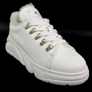 ALBERTO CICCIOLI 🇮🇹 WOMEN'S WHITE DEER LEATHER COMFORT WINTER FASHION SNEAKERS